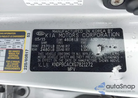 2016 Kia Sportage Lx z USA, uszkodzony, nr VIN KNDPBCACXG7821272